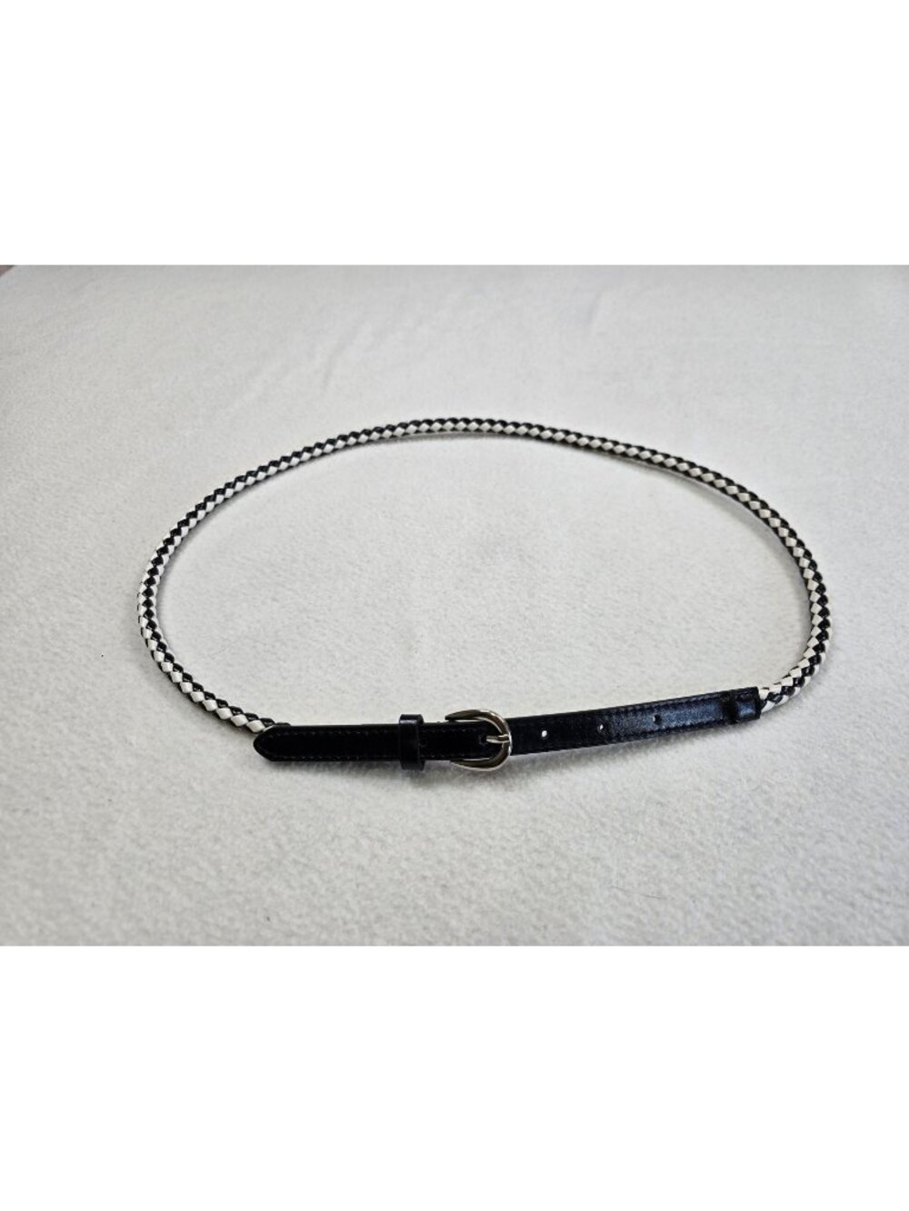 Black & White Braided Thin Womens Belt Rockabilly Skater